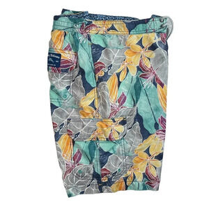 SH674 Mens Tommy Bahama Floral Hawaiian Lined Beach Swim Trunks M